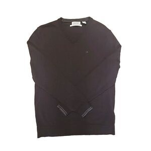 Calvin Klein European Yarn Merino Burgundy Sweater Size M Long Sleeve V Neck